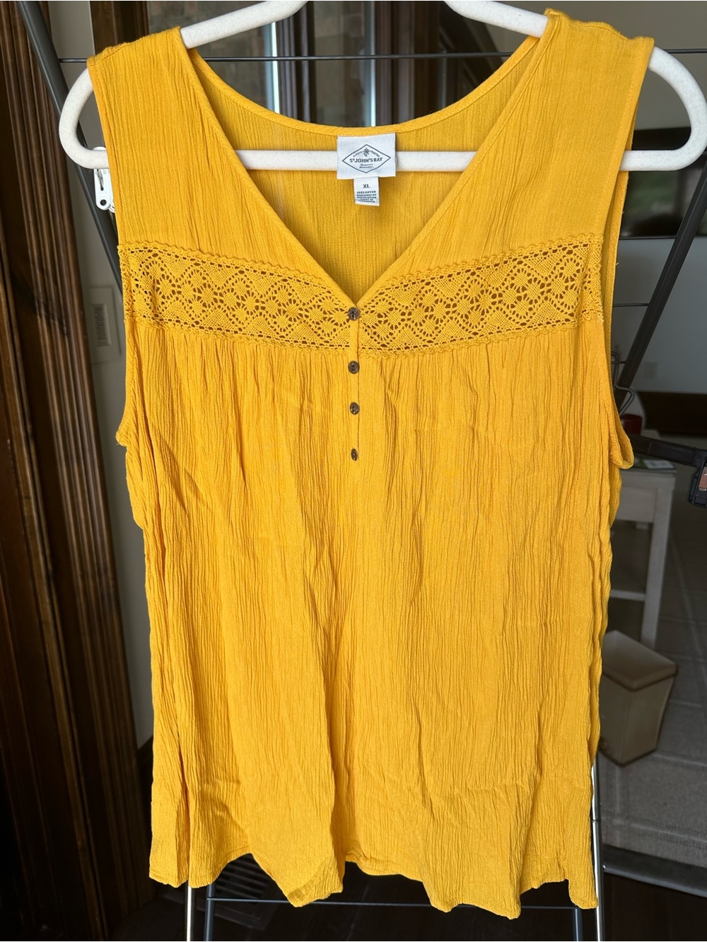 Yellow Sleeveless Crochet Women's Tank top